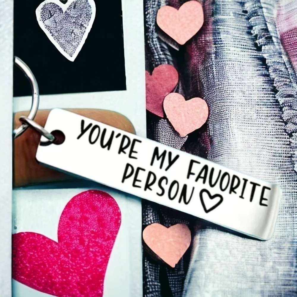 You're my favorite person keychain, silver color metal
